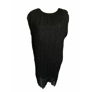 Timeless Naeem Khan Womens Solid Black Short Sleeve Mini Dress Medium Large